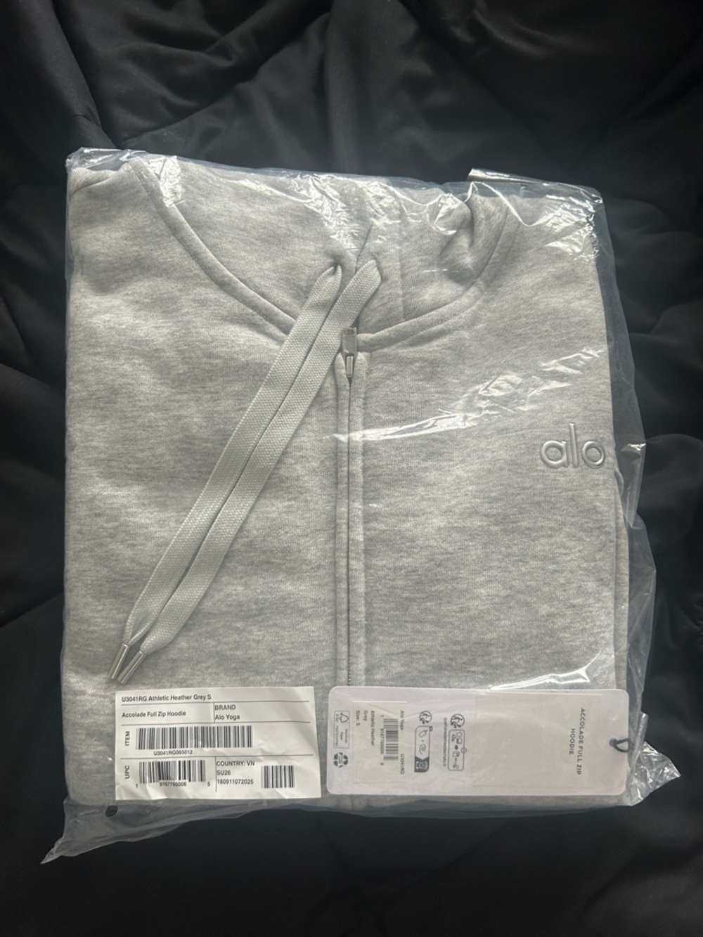 ALO Yoga Men’s Light Heather Gray Full-Zip Hoodie